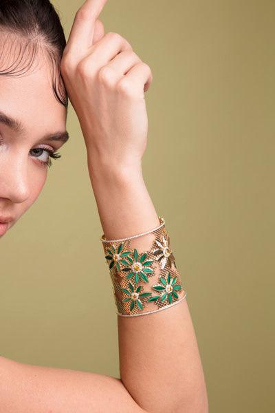 Malachite and Yellow Sapphire Diamond Hayat Bangle Model