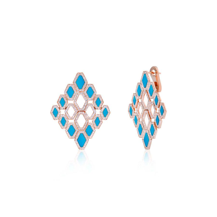 Turquoise Diamond Happiness Dame Earrings