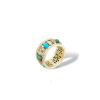 Malachite and Turquoise Diamond Happiness Valentine Ring