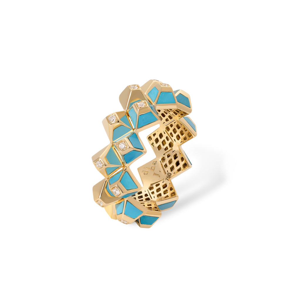Dina J - Heritage Colored Double Row Ring