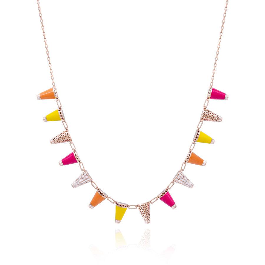 Rainbow Enamel Diamond Happiness Necklace
