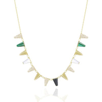 Mother of Pearl, Onyx and Malachite Diamond Happiness Necklace