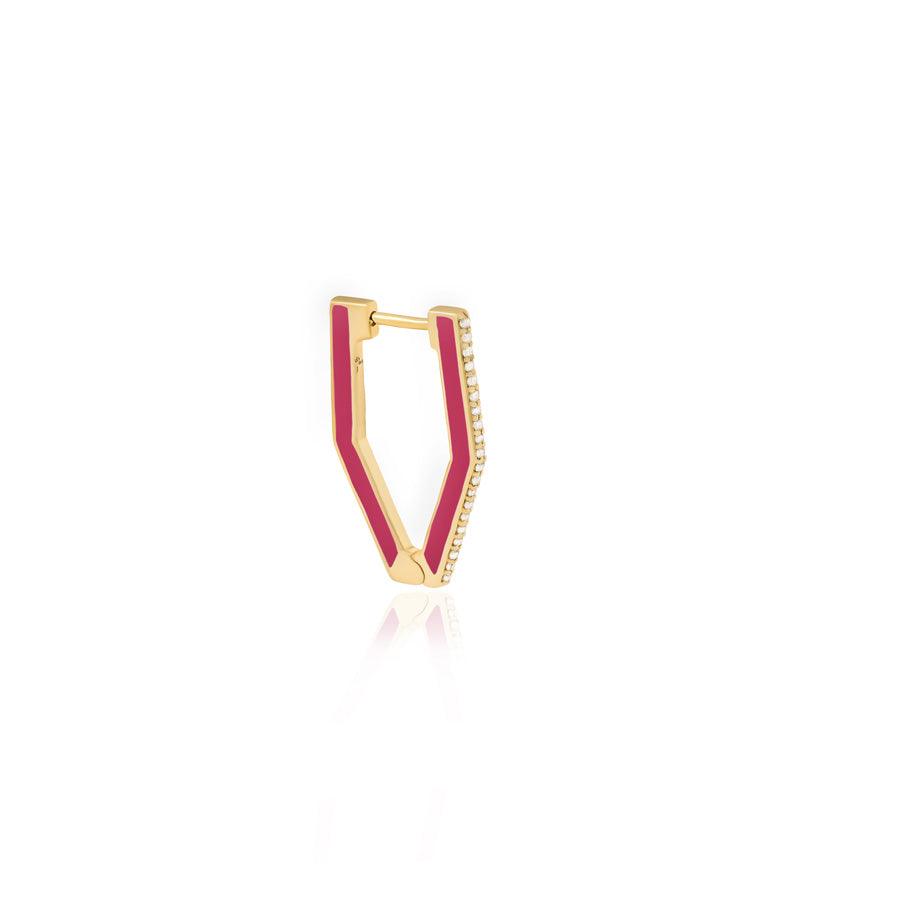 Red Enamel Diamond Pyramid Enamel Stud