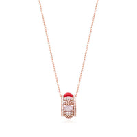 Rose Quartz and Red Coral Diamond Happiness Valentine Pendant