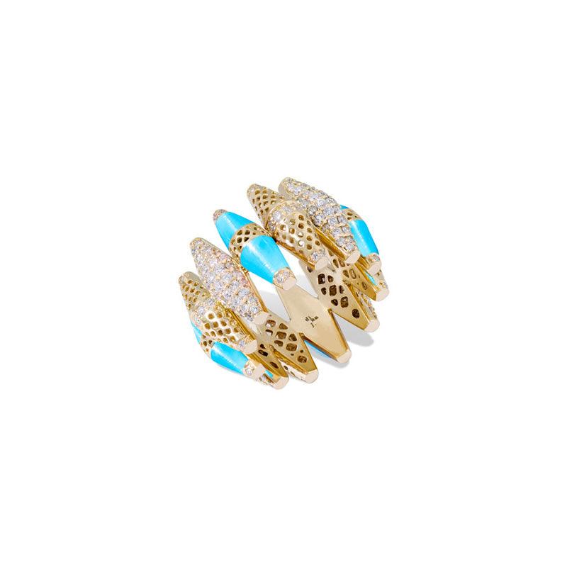 Turquoise Diamond Happiness Bullet Ring