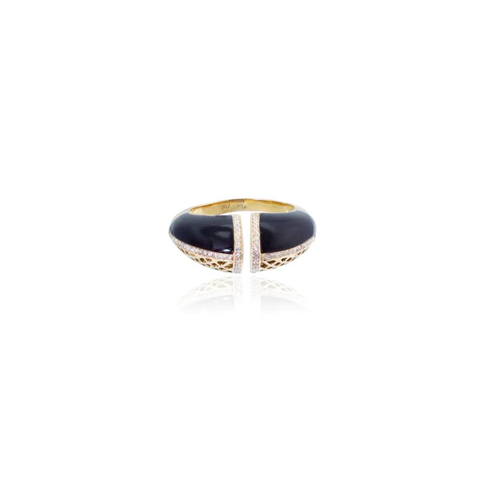 Onyx Diamond Happiness Open Ring