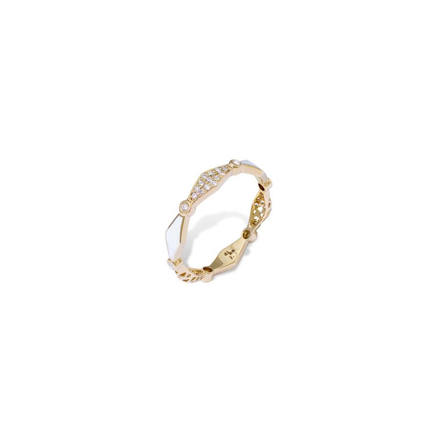 White Enamel Diamond Happiness Stackable Ring