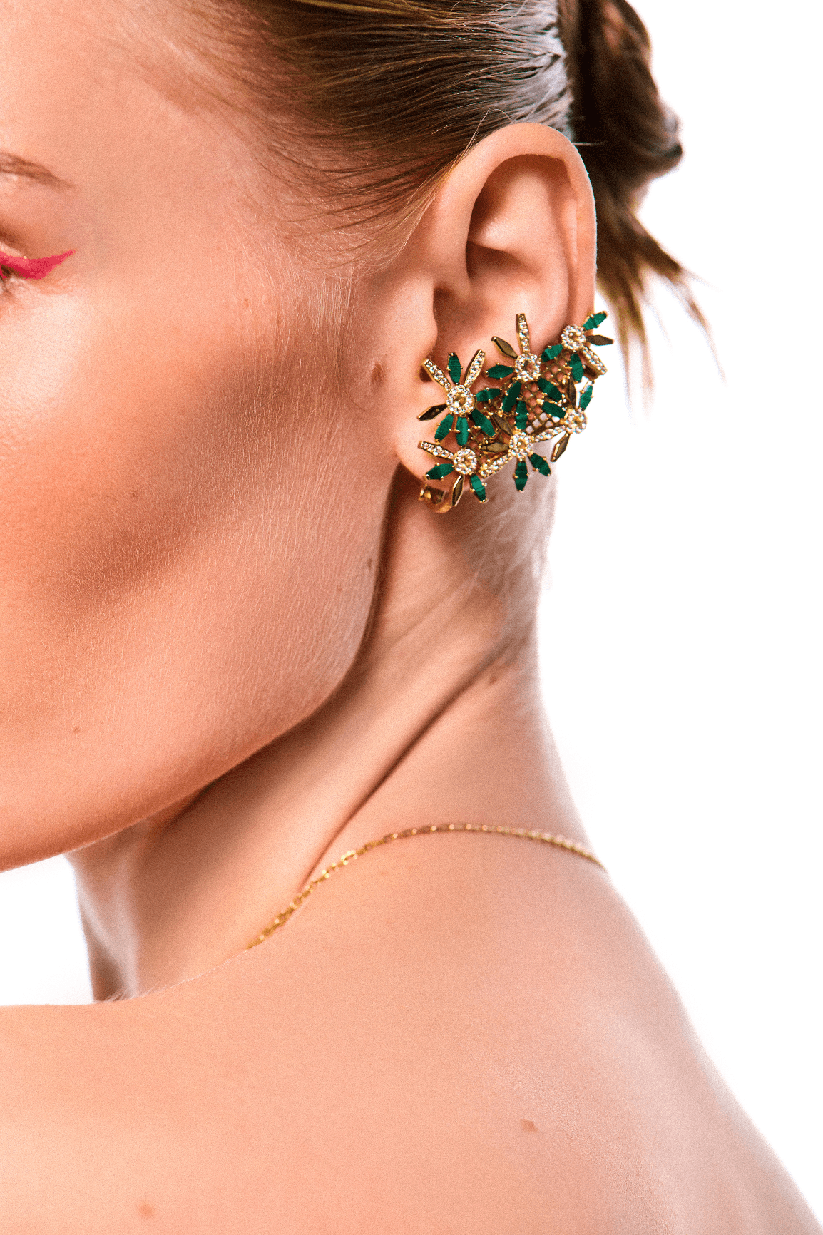 Malachite Hayat Single Flower Earring Model