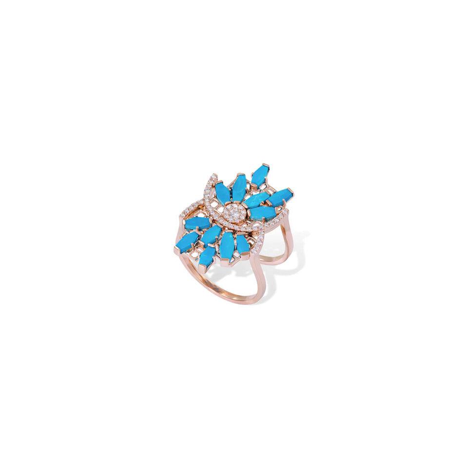Turquoise Diamond Hayat Lotus Ring