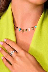Turquoise Diamond Happiness Necklace Model